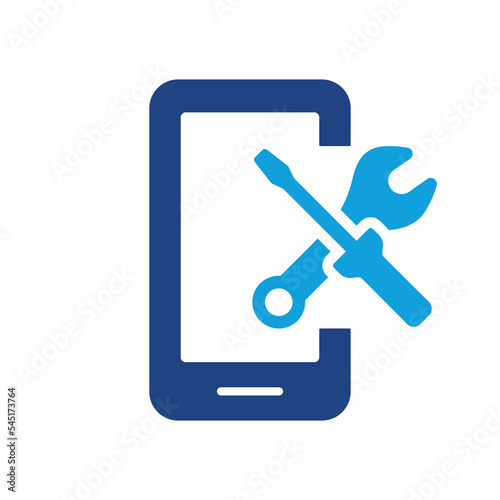 Setting Up Applications on Mobile Phone Color Icon. Service of Software Smartphone Pictogram. Configuration and Technical Support of Cell Phone. Vector Illustration