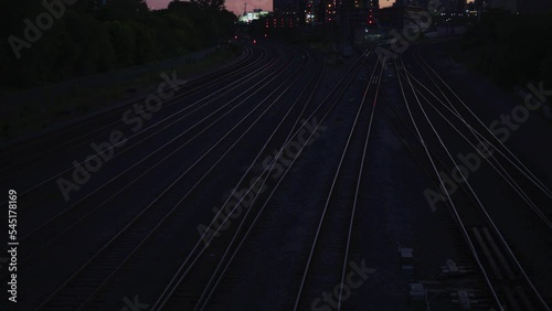 Railway tracks seen from Bathurst Bridge, Toronto photo