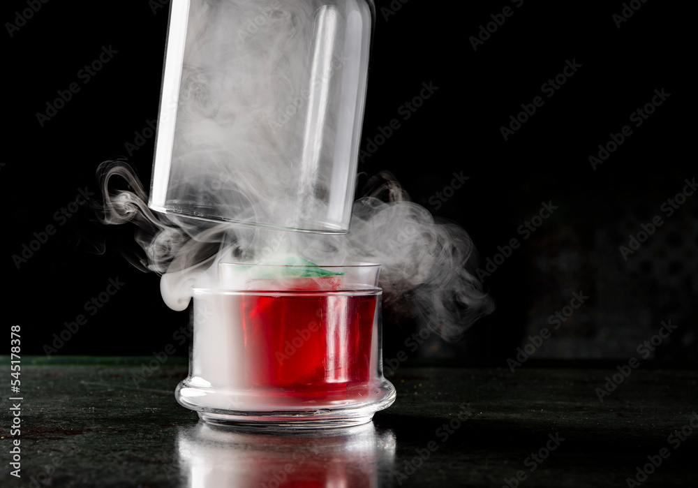 red cocktail with Gin, martini fiero, aperol, dry sherry in glass with