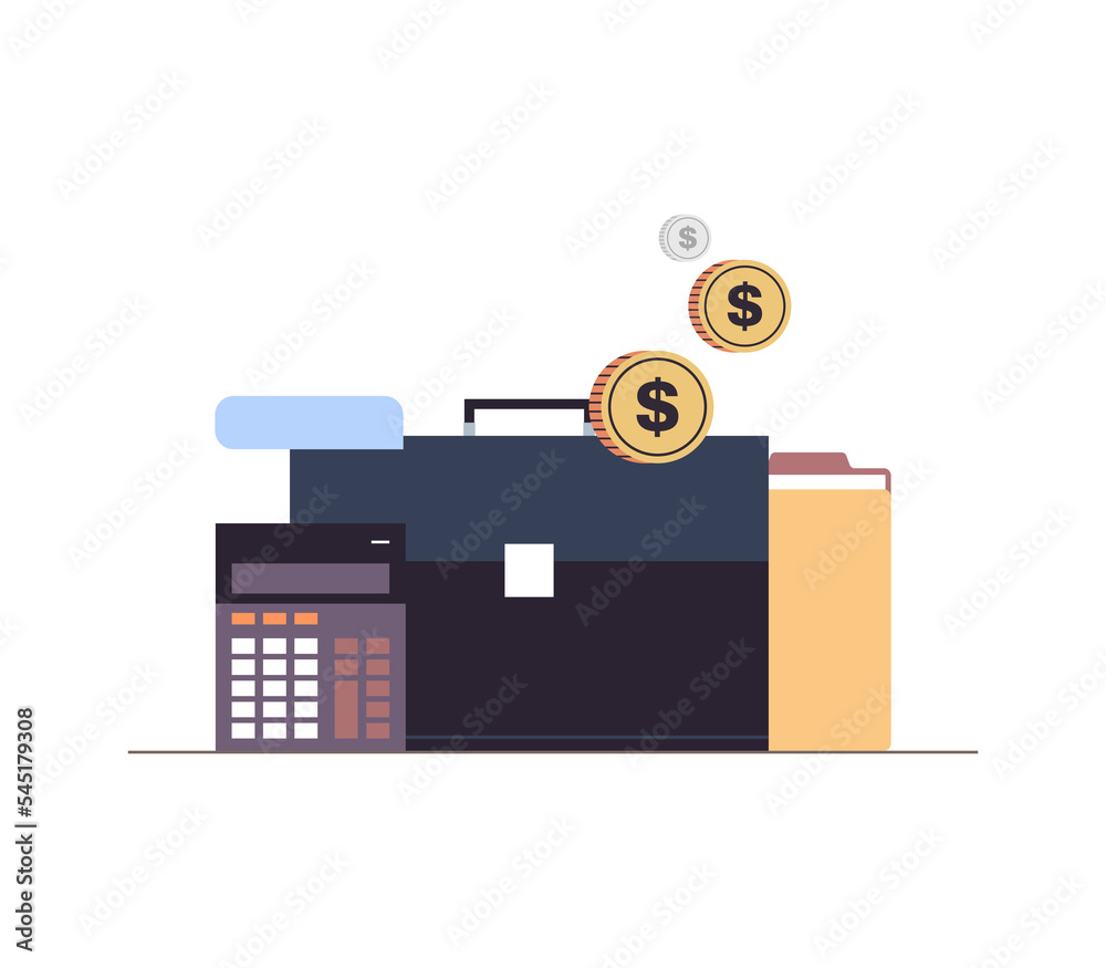 Businessman briefcase and business staff flat illustration.
Businessman briefcase and business staff flat illustration.