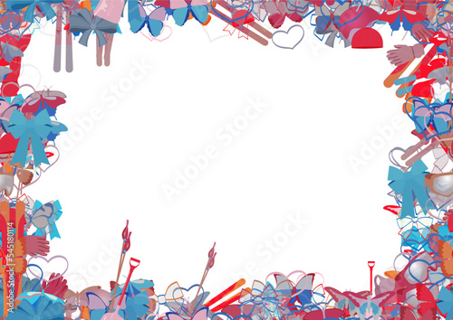 Background pattern abstract seamless design texture. Border frame, transparent background. Theme is about background, love, Butterfly, wing, helm, various, glasses, stick, embellishment