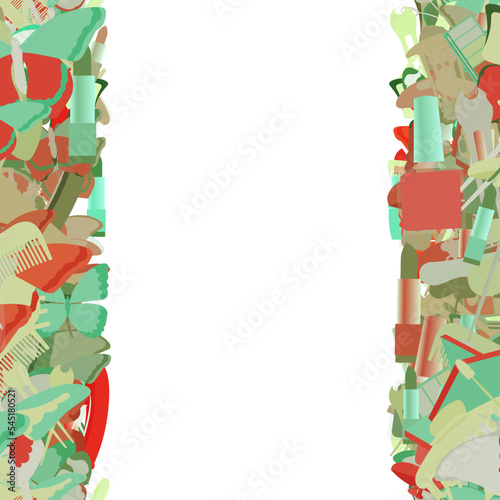 Background pattern abstract seamless design texture. Vertical stripes. Border frame, transparent background. Theme is about cosmetology, wing, salon, slip, beautiful, claw, Monarch, clip