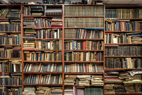 old books on the shelves