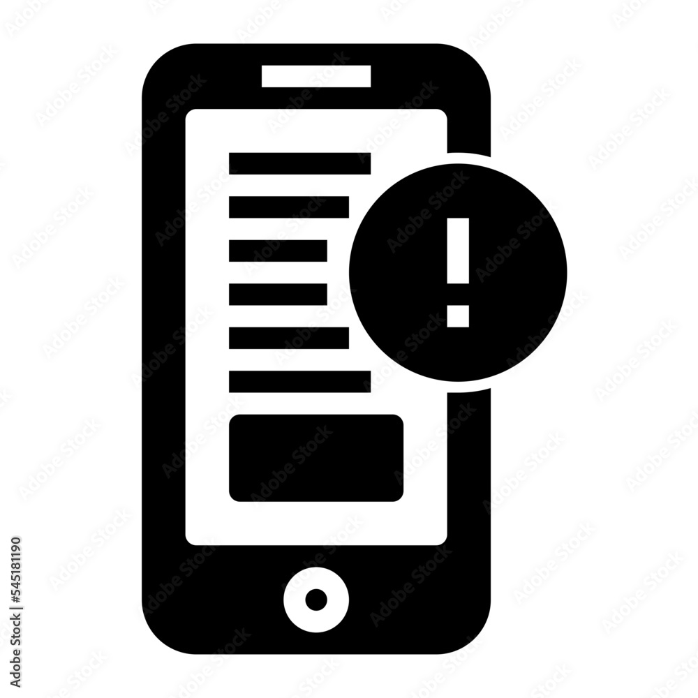 Icon Mobile Error With Style Glyph Icon Mobile Error With Style Glyph