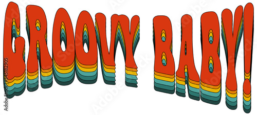 Groovy Baby design in retro lettering and colors