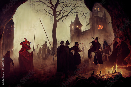 Obraz na plátne Concept art of Salem witch trials in colonial Massachusetts