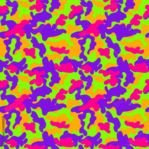 Bright Camouflage Seamless Pattern for party, anniversary, birthday. Design for banner, poster, card, invitation and scrapbook
