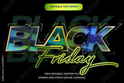 Black friday text effect gold modern mirror style editable font