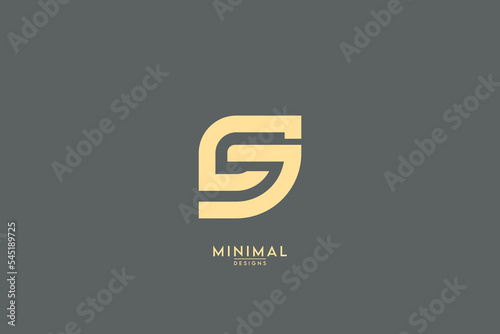 Minimal creative unique style letter SG, GS logo, monogram line art design template.