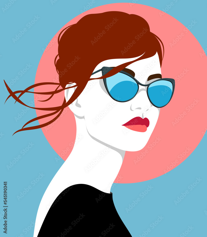 1336_Beautiful redhead woman wearing sunglasses 1336_Beautiful redhead woman wearing sunglasses
