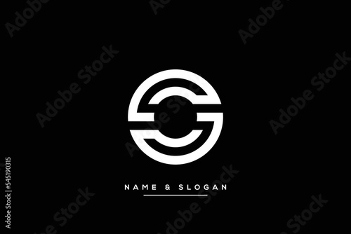 Minimal creative unique style letter CS, SC logo, monogram line art design template.
