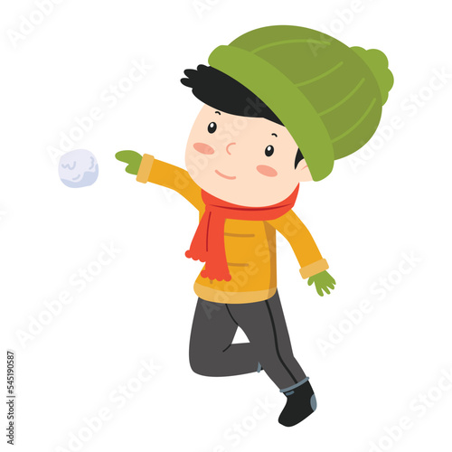Boy having a snow ball