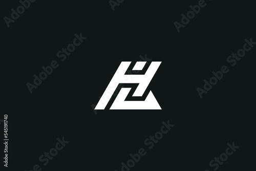 Minimal creative unique style letter LH, HL logo, monogram line art design template. photo