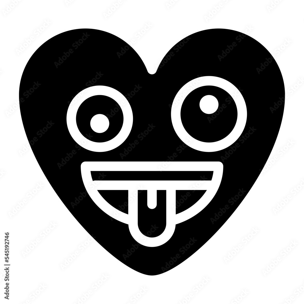 tongue crazy funny emoji heart icon