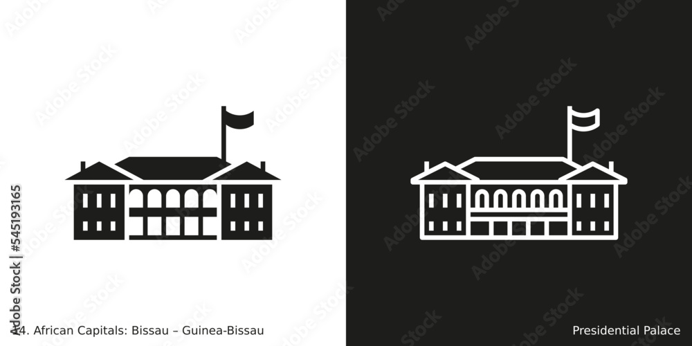 Presidential Palace Icon. Landmark building of Bissau, the capital city of Guinea-Bissau