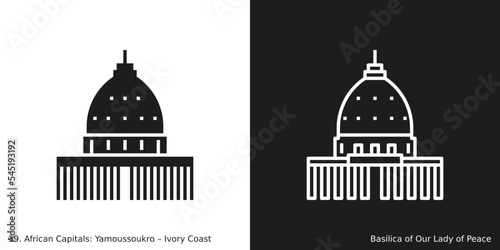 Basilica of Our Lady of Peace Icon. Landmark building of Yamoussoukro, the capital city of Ivory Coast