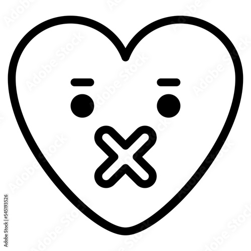 quiet muted silent emoji heart icon