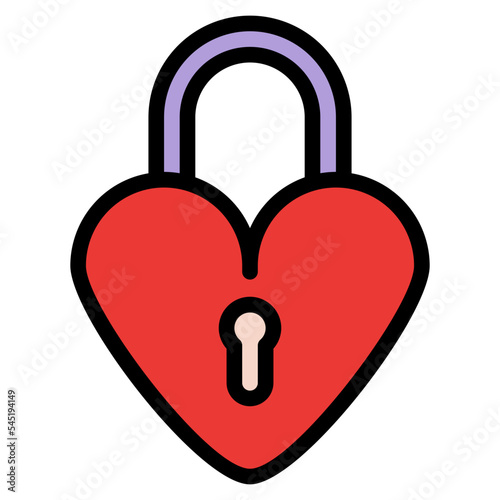 love heart locked romance icon