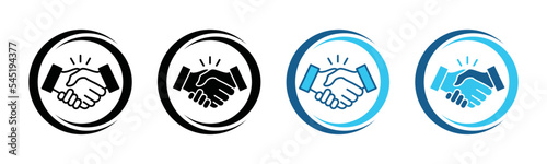 Business agreement handshake icon in different style.. Handshake inside the generic circle icon set. Outline and flat of friendly handshake for apps and websites, symbol illustration.