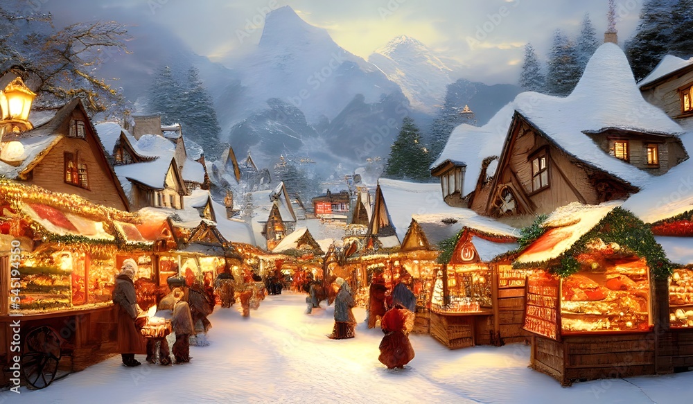 christmas market in a quaint alpine village christmas market in a quaint alpine village
