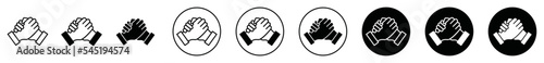 Soul brother handshake icon vector set. Thumb clasp handshake in the generic circle icon. Brother handshake in different style for apps and websites, symbol illustration.