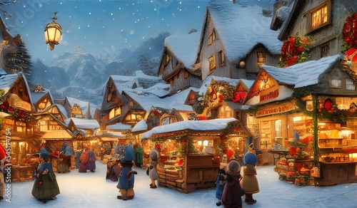 christmas market in a quaint alpine village