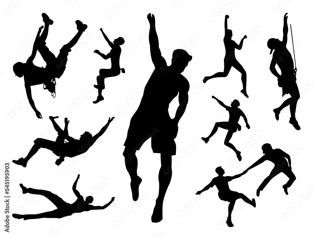 Mountain climber. rock climber. silhouette person. Climb silhouettes.  mountaineer climber hiker people. Extreme Rock climbers silhouettes. Set of Climber  Silhouette vector illustration. male climber. Stock Vector | Adobe Stock