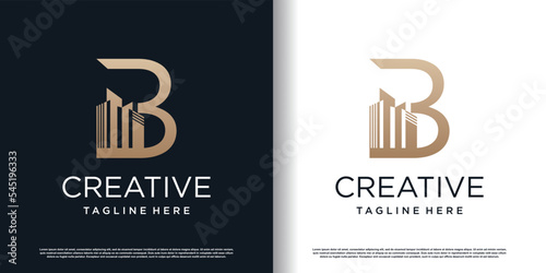 Building logo icon with letter B concept premium vector