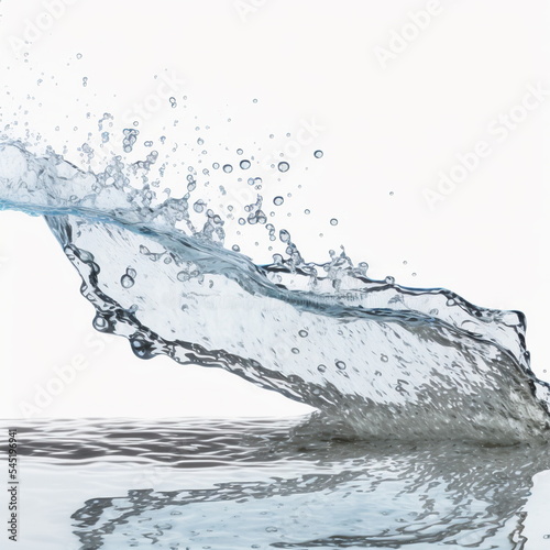 Water liquid splash side view, deep impact digital 3D illustration Original concept