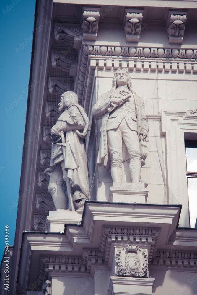 Vertical shot of historic statues in Vienna, Austria