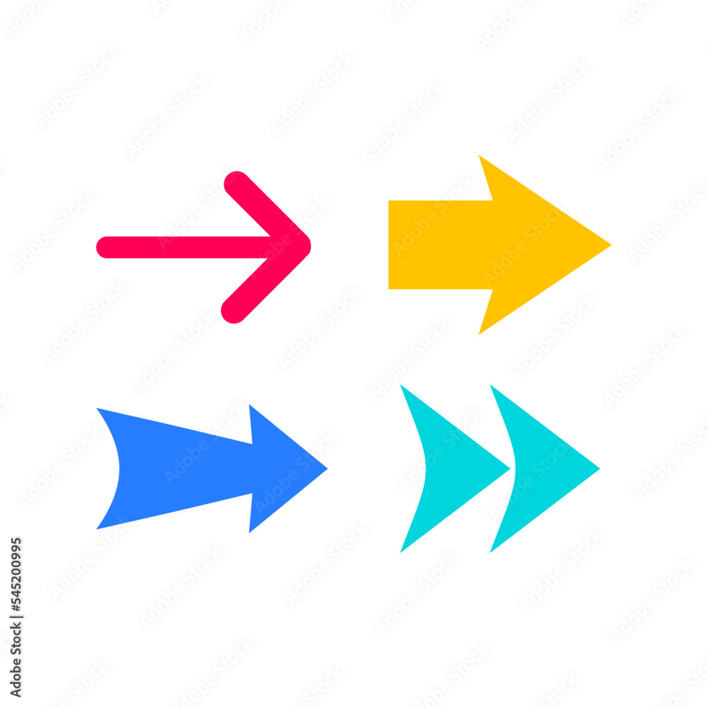 Fototapeta premium Colorful Arrow tools for work presentation and school - different variations of arrows (red, yellow, blue and teal)