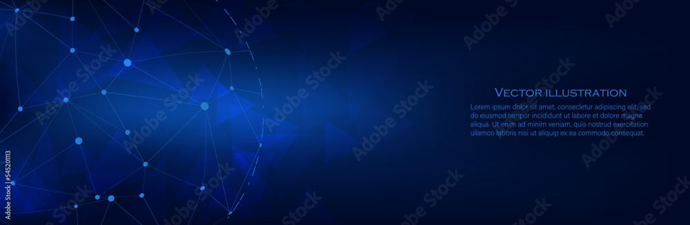 Abstract vector background. Card in a futuristic style. Elegant background for business presentations. Lines, point, plane in 3D space.Technology sphere, cloud network