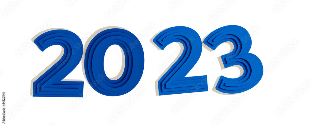 year 2023. 3D illustration numbers isolated white background year 2023. 3D illustration numbers isolated white background