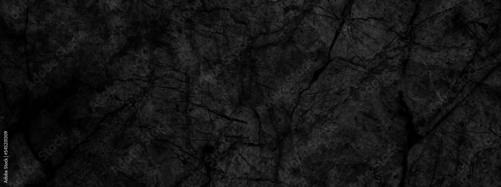 Naklejka premium Abstract grunge black and white cracked wall texture, texture of old and grainy dark concrete wall, Panorama of Dark grey black slate grunge texture, black stone wall for cover, wallpaper and design.