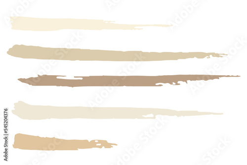 Watercolor strokes in beige-brown tones, vector, isolate on white