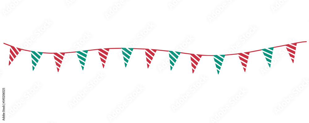 Fototapeta premium Christmas Striped Triangle Flag Banner