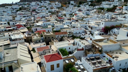 Lindos is a town on the Greek island of Rhodes. It’s known for its clifftop acropolis, which features monumental 4th-century gates and reliefs from about 280 B.C. photo