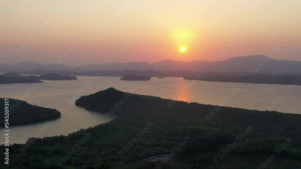 Aerial view of the coastline of Thailand and Myanmar border at Khao Fa Chi View Point in Ranong Thai Aerial view of the coastline of Thailand and Myanmar border at Khao Fa Chi View Point in Ranong Thai