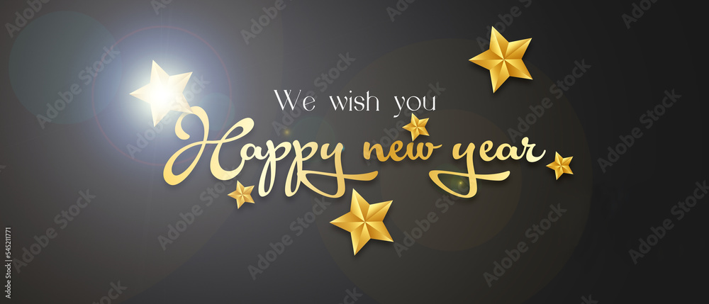 We wish you Happy New Year 2023 handwritten lettering tipography and ...