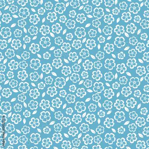 Cute floral pattern in the white flowers. Seamless vector texture. Elegant template for fashion prints.