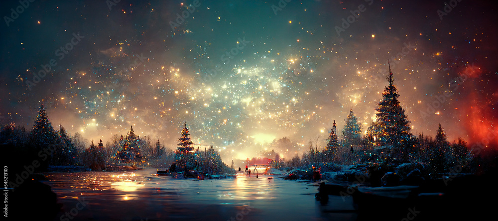 Abstract fantasy festive christmas tree background header wallpaper