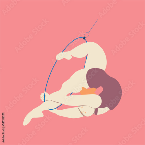 Aerialist. Circus. Vector aerialist. Show performance.