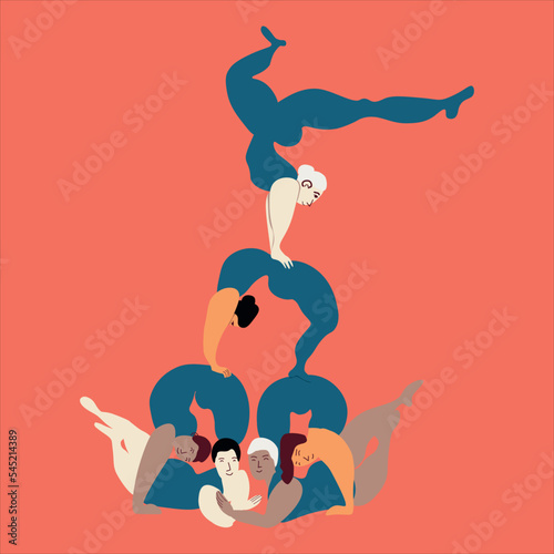 Aerialist. Circus. Vector aerialist. Show performance.