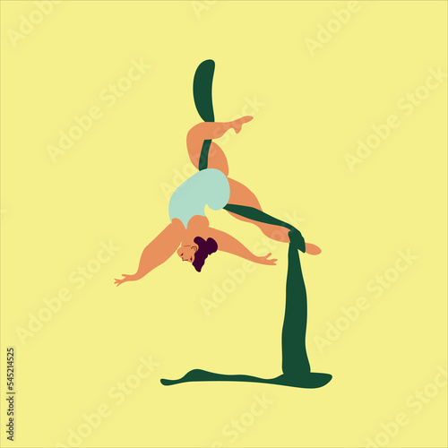 Aerialist. Circus. Vector aerialist. Show performance.