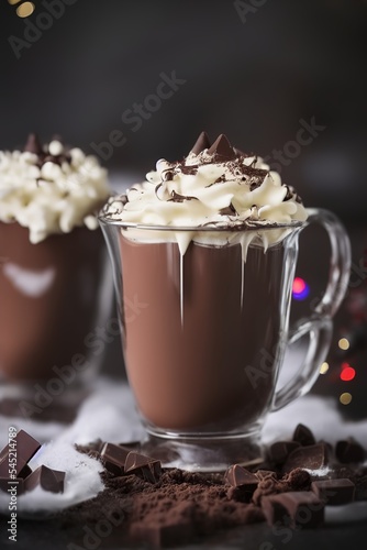 AI-Generated Image of a Glass Cup of Hot Chocolate With Marshmallows