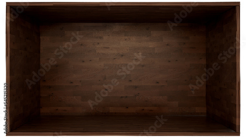 Dark Wooden 3D Rendered Box Shape with Clipping Path