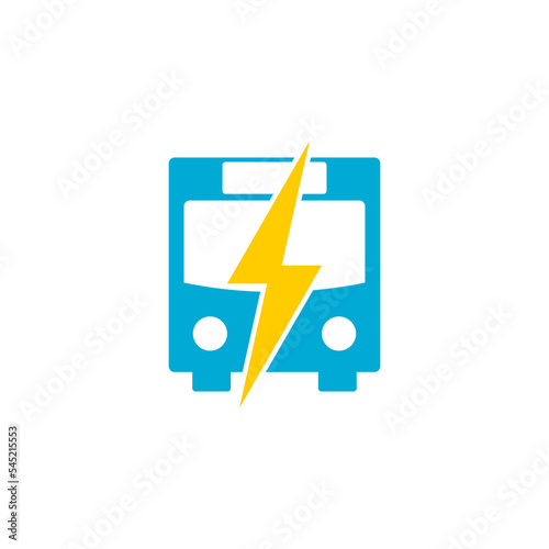 Electric bus logo icon isolated on white background