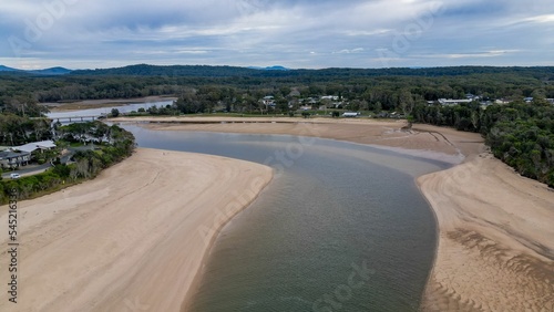 Aerial shot of the Lake Cathie in New South West, Australia photo