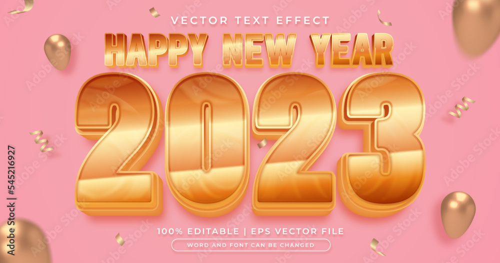 Golden new year 2023 3D bold text effect template Stock Vector | Adobe ...