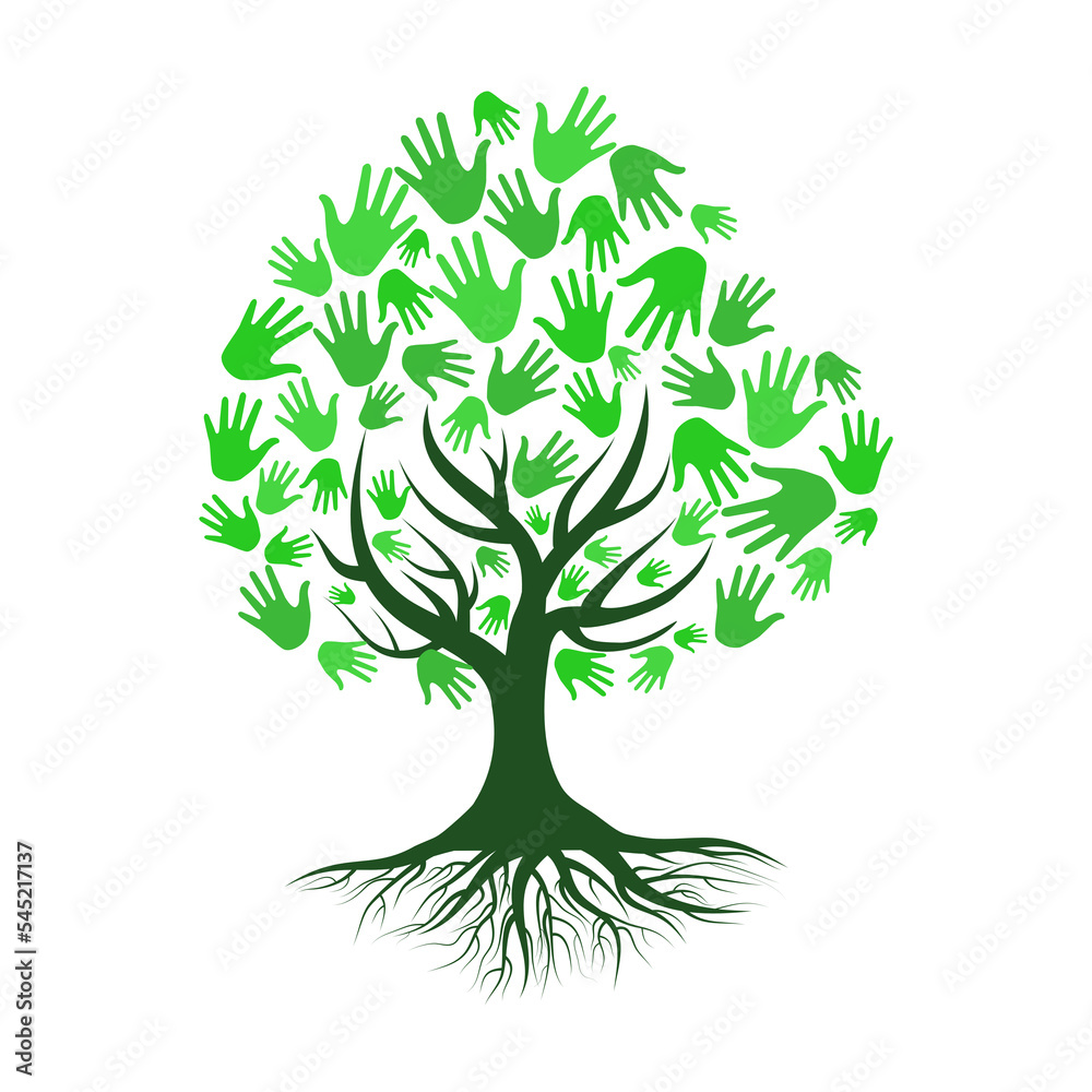 Obraz premium hand with tree isolate on transparent background.